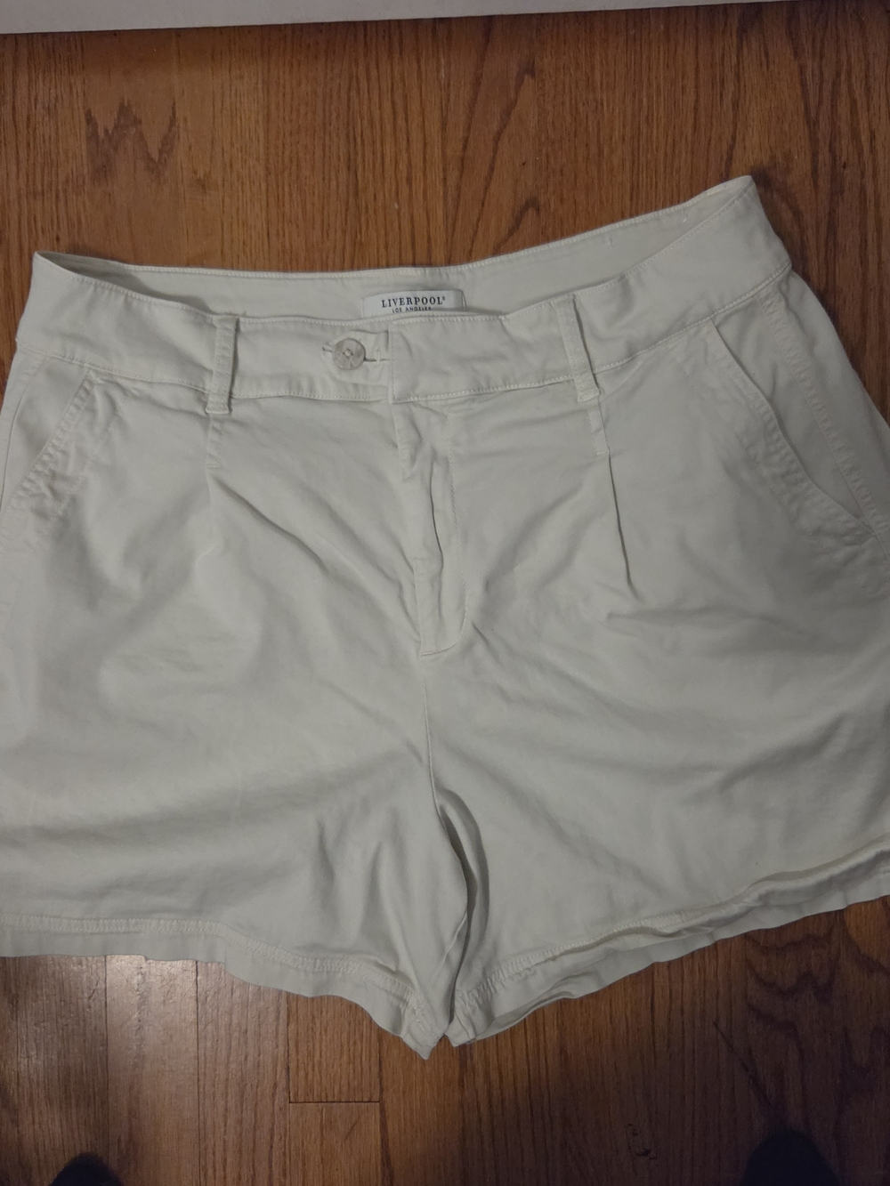 Liverpool Cream High-Rise Chino Shorts